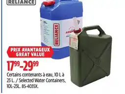 Canadian Tire Reliance Selected Water Containers, 10L-23L offer