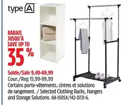 Canadian Tire Selected Clothing Racks, Hangers and Storage Solution offer