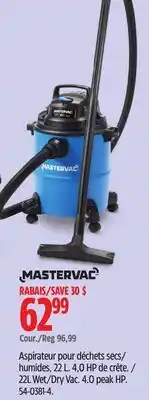 Canadian Tire 22L Wet/Dry Vac. 4.0 peak HP offer