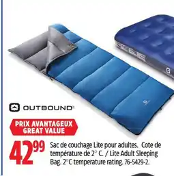Canadian Tire OUTBOUND Lite Adult Sleeping Bag offer