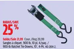 Canadian Tire MOTOMASTER 900-lb Ratchet Tie-Downs, 10´, 4-Pk offer