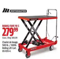 Canadian Tire Motomaster 500lb Rolling Lift Cart offer