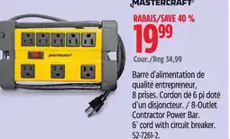 Canadian Tire 8-Outlet Contractor Power Bar. 6´ cord with circuit breaker offer