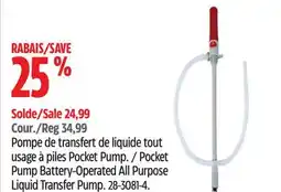 Canadian Tire Pocket Pump Battery-Operated All Purpose Liquid Transfer Pump offer