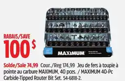 Canadian Tire MAXIMUM 40-Pc Carbide-Tipped Router Bit Set offer