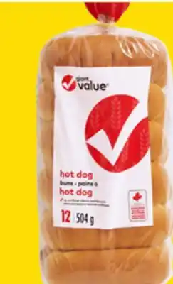 Giant Tiger Giant Value hot dog or hamburger buns offer