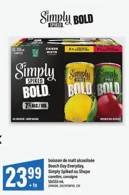 Maxi BOISSON DE MALT ALCOOLISÉE BEACH DAY EVERYDAY, SIMPLY SPIKED OU SHAPE, 12x355 ml CANETTES offer
