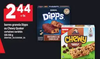 Maxi BARRES GRANOLA DIPPS OU CHEWY QUAKER offer