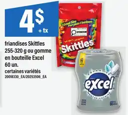 Maxi FRIANDISES SKITTLES 255-320 G OU GOMME EN BOUTEILLE EXCEL 60 UN offer