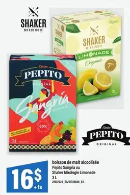 Maxi BOISSON DE MALT ALCOOLISÉE PEPITO SANGRIA OU SHAKER MIXOLOGIE LIMONADE offer