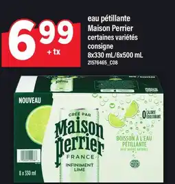 Maxi EAU PÉTILLANTE MAISON PERRIER, 8X330 ML/6X500 ML offer