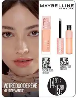 Jean Coutu MAYBELLINE NEW YORK LIFTER PLUMP & GLOW FOUNDATION AND LIFTER SERUM CONCEALER offer