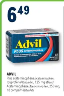 Familiprix ADVIL, Ibuprofen, 125 mg and Acetaminophen, 250 mg, 18 tablets offer