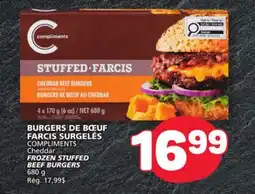 Marché Bonichoix COMPLIMENTS Cheddar FROZEN STUFFED BEEF BURGERS offer