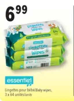 Familiprix ESSENTIEL, Baby wipes, 3 x 64 units offer