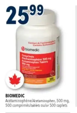 Familiprix Biomedic extra strength acetaminophen tablets for adults 500un offer