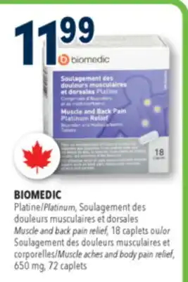 Familiprix Biomedic muscle & back pain platinum relief caplets 18un offer