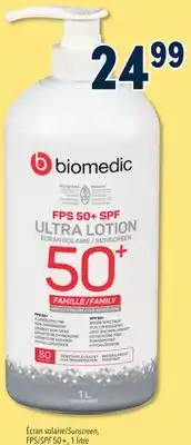 Familiprix Biomedic sunscreen ultra lotion SPF50+ family 1L offer