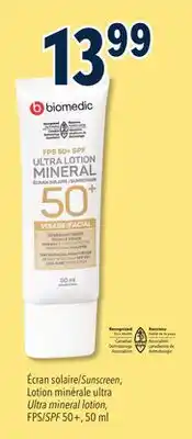 Familiprix Biomedic facial tinted sunscreen SPF50 offer