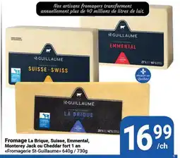 Pasquier Fromage La Brique, Suisse, Emmental, Montery Jack ou Cheddar fort 1 an Fromagerie St-Guillaume offer