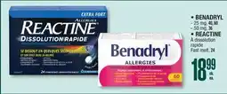 Jean Coutu BENADRYL or REACTINE offer