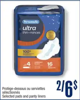 Jean Coutu Selected pads and panty liners offer
