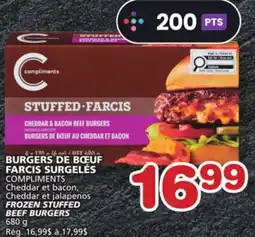 Marches Tradition COMPLIMENTS Cheddar et bacon, Cheddar et jalapenos FROZEN STUFFED BEEF BURGERS offer