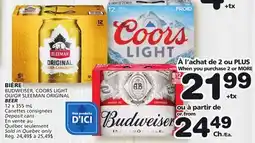Marches Tradition BUDWEISER, COORS LIGHT OR SLEEMAN ORIGINAL BEER offer
