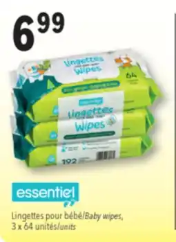Familiprix Essentiel baby wipes fragrance free 3x64un offer