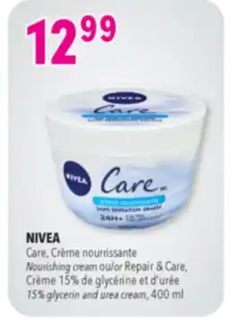 Familiprix NIVEA, Care, Nourishing cream or Repair & Care, 15% glycerin and urea cream offer
