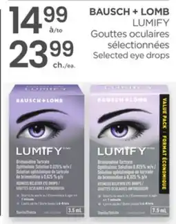 Proxim BAUSCH + LOMB LUMIFY Selected eye drops offer