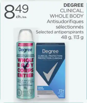 Proxim DEGREE CLINICAL, WHOLE BODY Selected antiperspirants offer