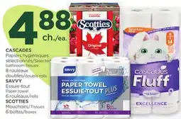 Proxim CASCADES Selected bathroom tissues, SAVVY Paper towel, SCOTTIES Tissues offer