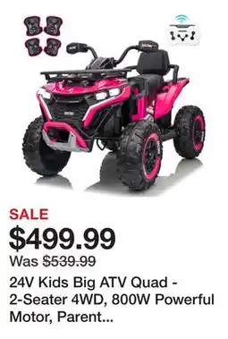 Wayfair 24V Kids Big ATV Quad - 2-Seater 4WD, 800W Powerful Motor, Parent Remote Control, for Ages 3-8 offer
