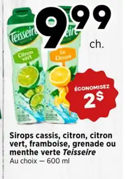 Val-Mont Sirops cassis, citron, citron vert, framboise, grenade ou menthe verte Teisseire offer