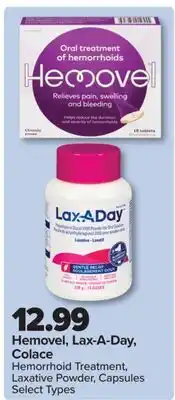 PharmaChoice Hemovel, Lax-A-Day, Colace Hemorrhoid Treatment, Laxative Powder offer