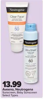PharmaChoice Aveeno, Neutrogena Sunscreen, Baby Sunscreen offer