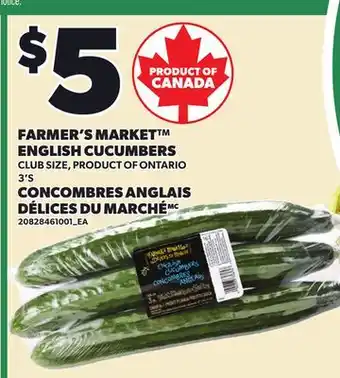 Independent Grocer FARMER'S MARKET ENGLISH CUCUMBERS, 3'S offer