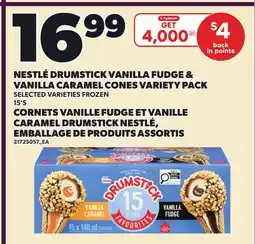 Independent Grocer NESTLÉ DRUMSTICK VANILLA FUDGE & VANILLA CARAMEL CONES VARIETY PACK, 15'S offer