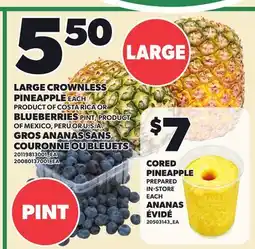 Independent Grocer LARGE CROWNLESS PINEAPPLE EACH BLUEBERRIES PINT offer