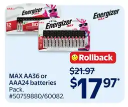 Walmart MAX AA36 or AAA24 batteries offer