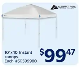 Walmart 10x10 Instant Canopy offer