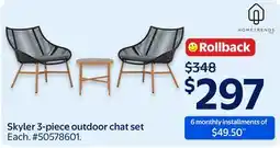 Walmart Skyler 3-piece outdoor chat set offer