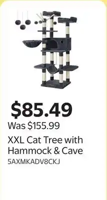 Walmart XXL Cat Tree with Hammock & Cave offer