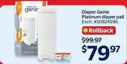 Walmart Diaper Genie Platinum diaper pail offer