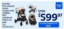 Walmart Evenflo Pivot Xpand travel system with LiteMax NXT rotational infant car seat offer