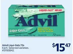Walmart Advil Liqui-Gels 72s offer