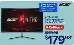 Walmart 27° Curved gaming monitor offer
