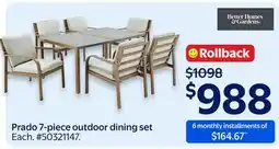 Walmart Prado 7-piece outdoor dining set offer