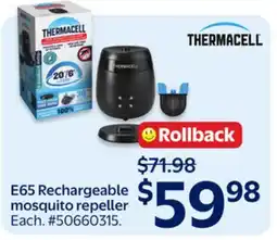 Walmart E65 Rechargeable mosquito repeller offer